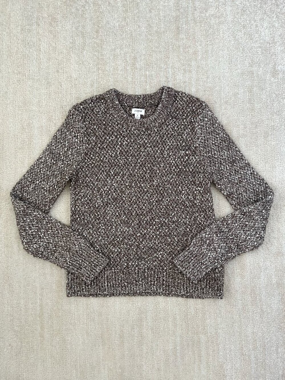 J. Crew Factory Cotton Wool Honeycomb Stitch Crewneck Long Sleeve Sweater S
